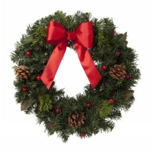 HOLLY & SPRUCE WITH RIBBON 14 - 16"