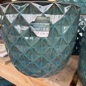 Woodlodge Evron Egg Pot Glazed 30cm Blue