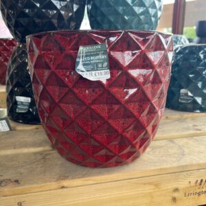 Woodlodge Evron Egg Pot Glazed 30cms Red