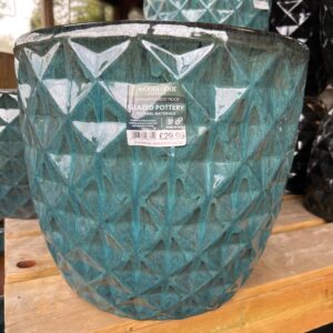 Woodlodge Evron Egg Pot Glazed 36cms Blue